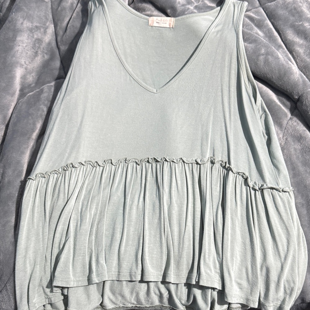 Altar'd State Mint Green Ruffle Tank Top